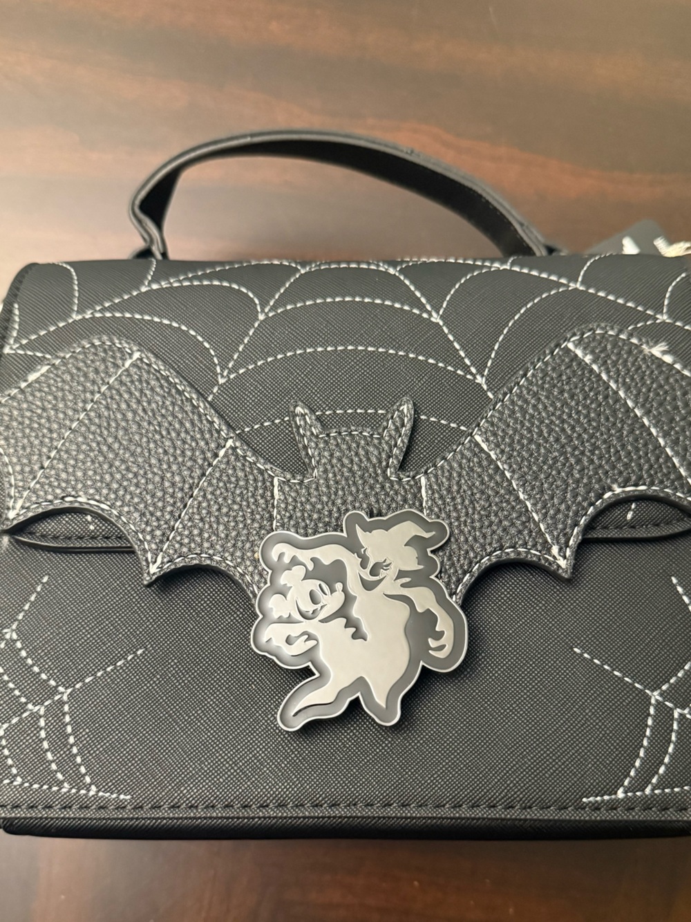 Mickey and Minnie Spiderweb and Bats Crossbody Bag Loungefly NWT GLOWS - Picture 5 of 12